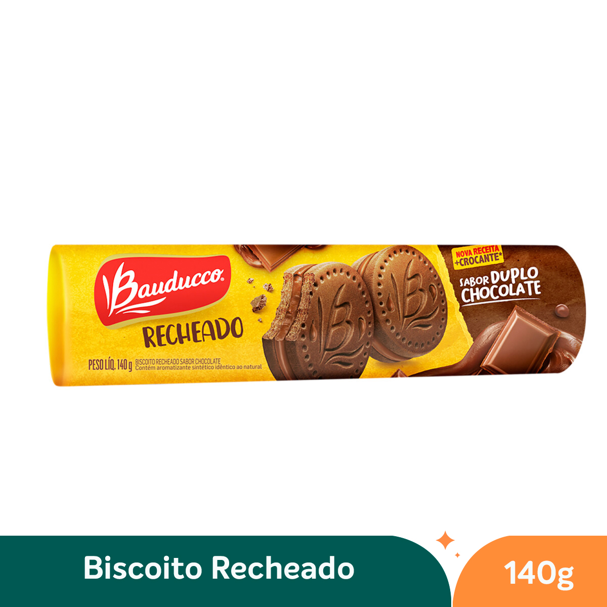Biscoito Bauducco - Recheados Sabor Duplo Chocolate - 140g