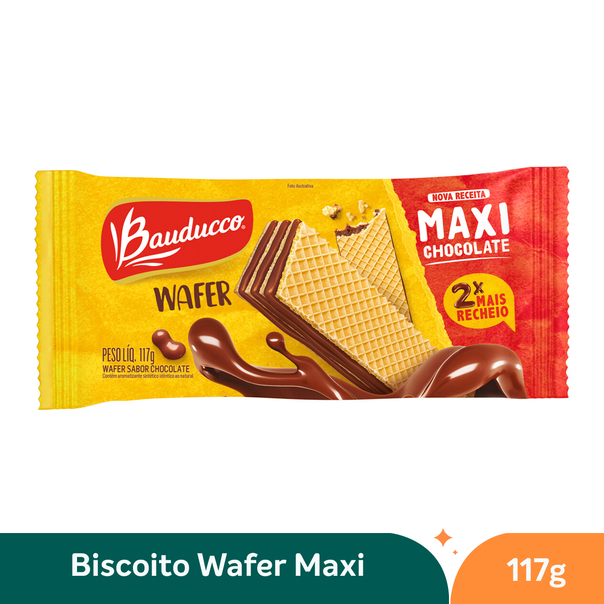 Biscoito BAUDUCCO Wafer Maxi Cookies Pacote 117g, 51% OFF