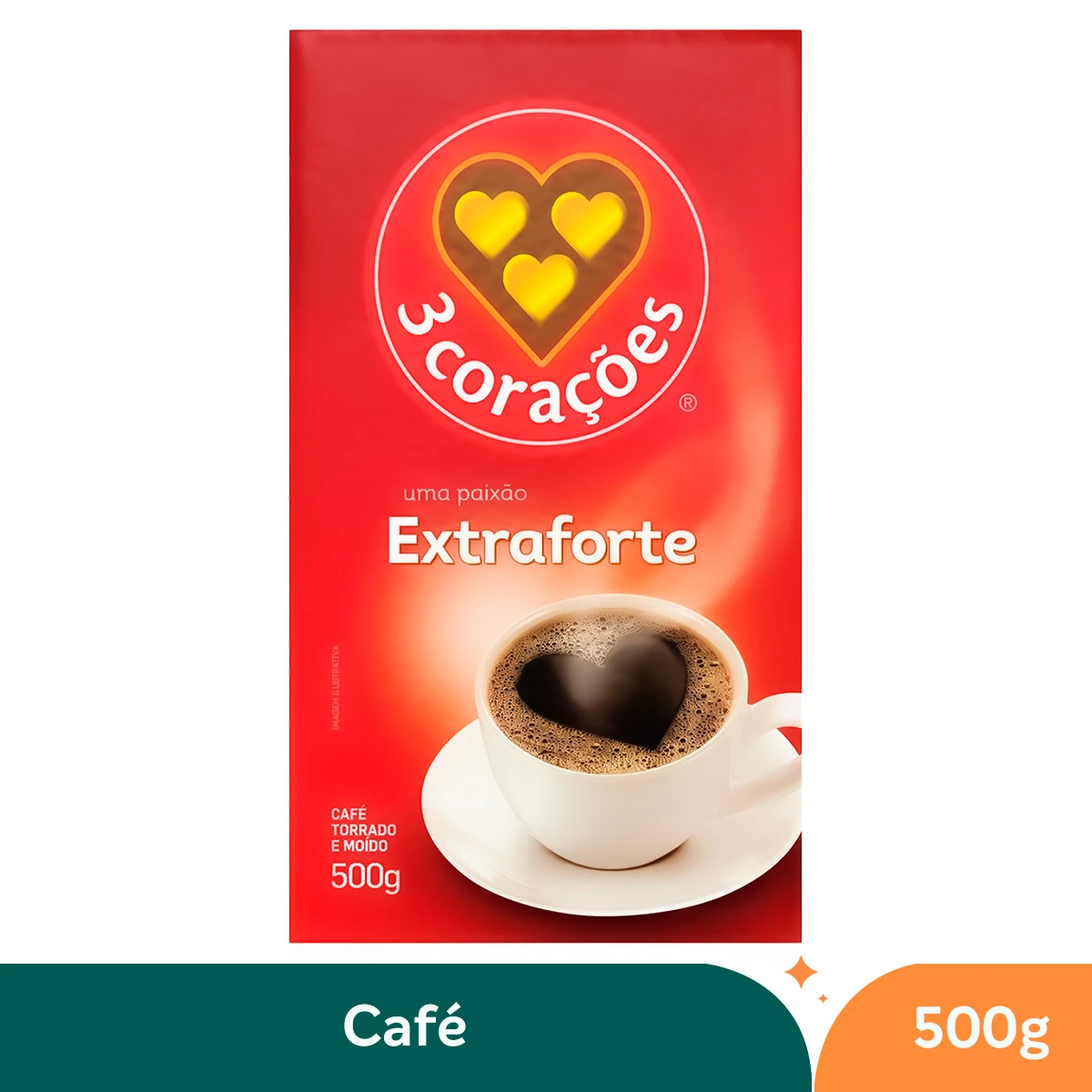 Café Torrado E Moído A Vácuo Extraforte 3 Corações - 500g